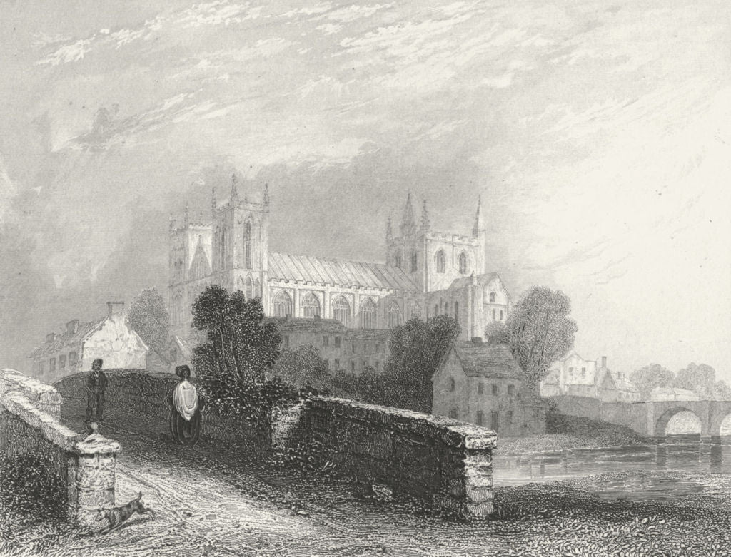 YORKS. Ripon Cathedral west view 1836 old antique vintage print picture
